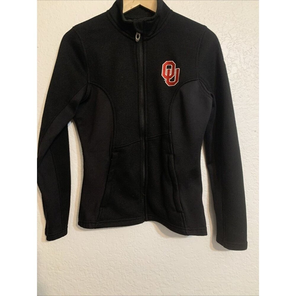 Spyder Womens Black Slim Jacket OU Logo Embroidered Sz S Boomer Sooner Sportcore - Picture 2 of 11